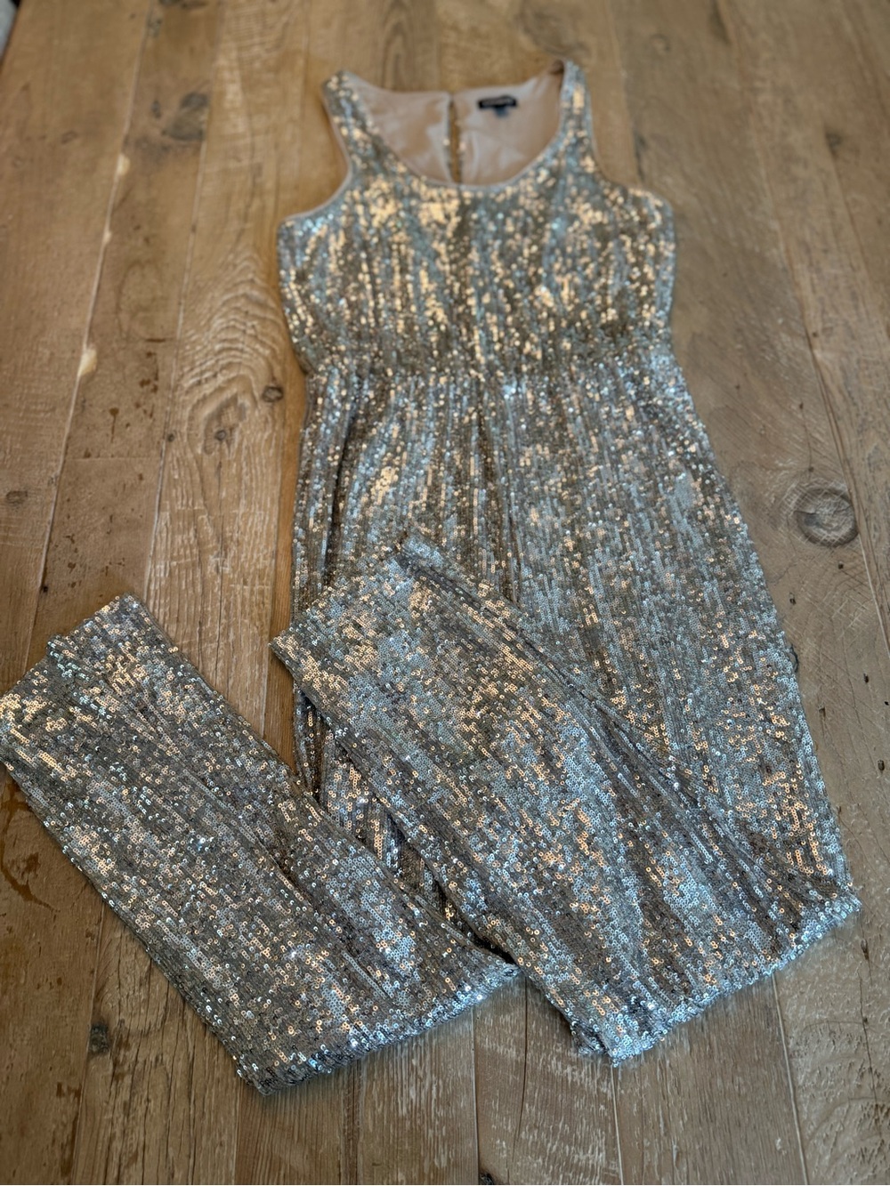 Express Silver Sequin Tank Jumpsuit S - Picture 3 of 7